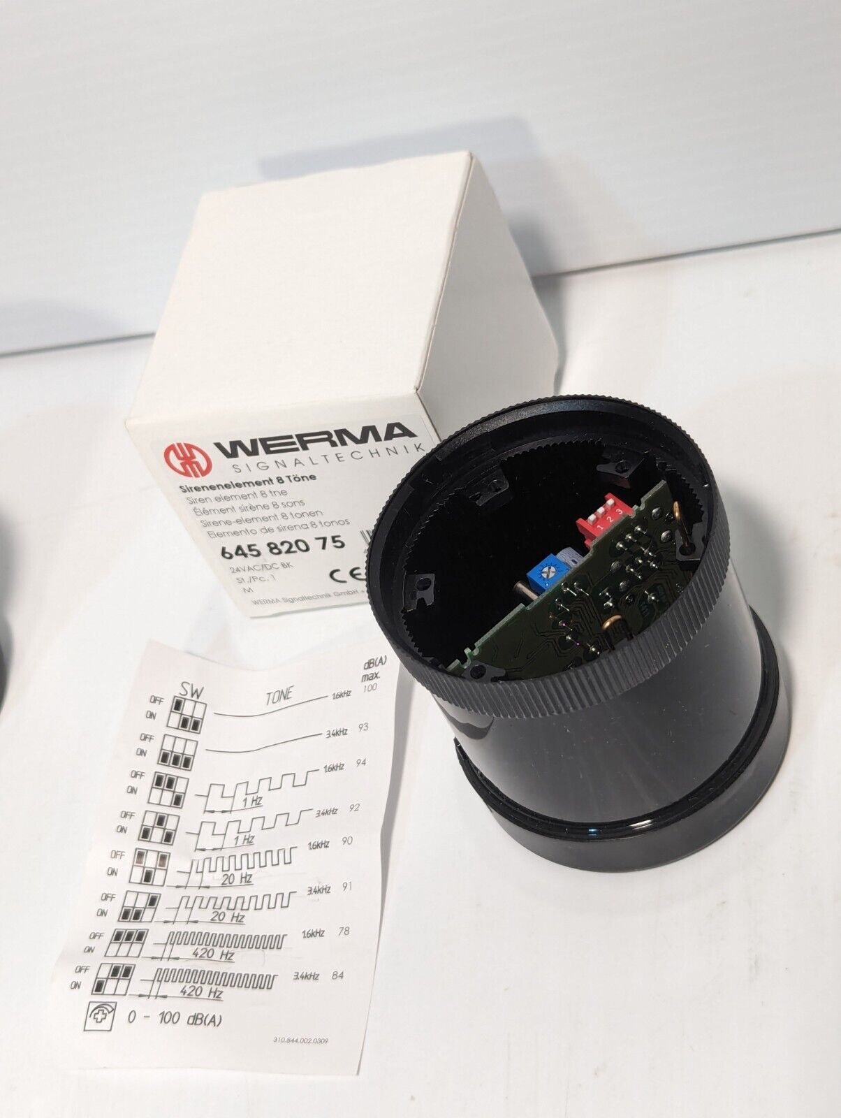 Werma 645.820.75 Siren Element, 8 Tone, IP65, 24vdc/vac - Free Shipping