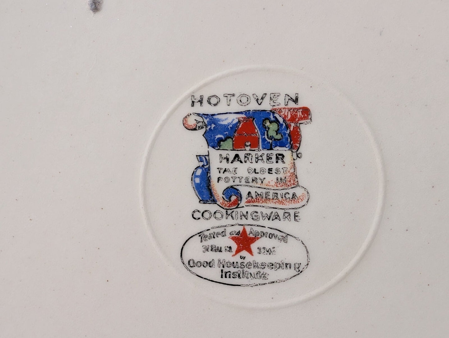 Vintage Hotoven Harker Pottery Floral Petit Point Silver Trim Round Plate