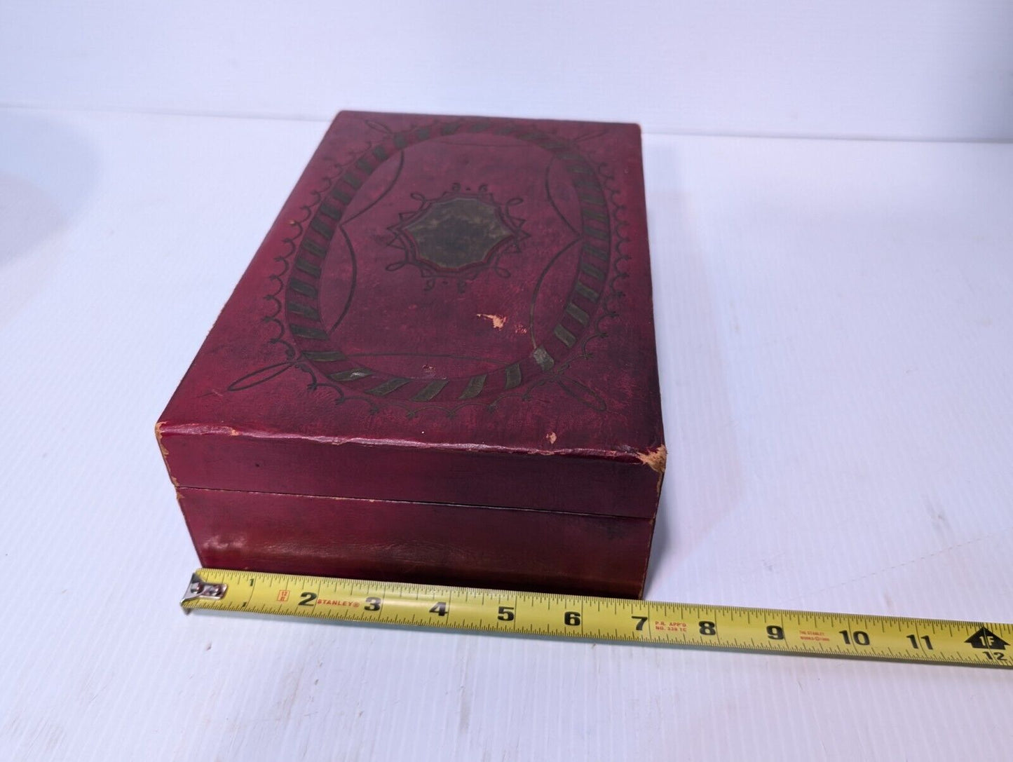 Vintage Jewelry Storage Deep Red, Jewelry Box w/ Vanity Mirror - Free Shipping