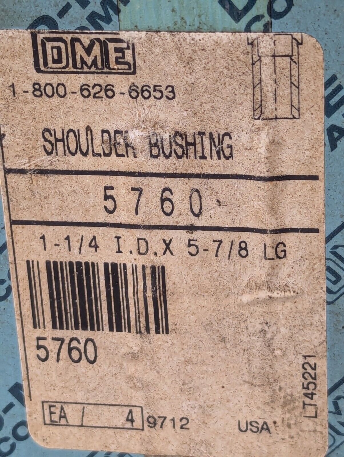 (1) DME 5760 1-1/4 I.D. -3/8 Steel Shoulder Step Bushing 1.250" to 1.283"