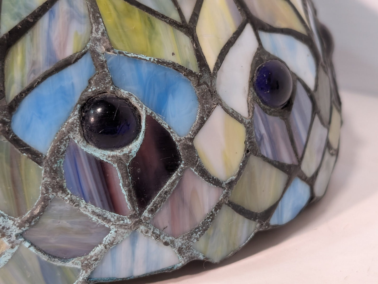 Vintage Leaded Glass Lamp Shade, 9" Wide, 6" Tall, Beautiful Piece