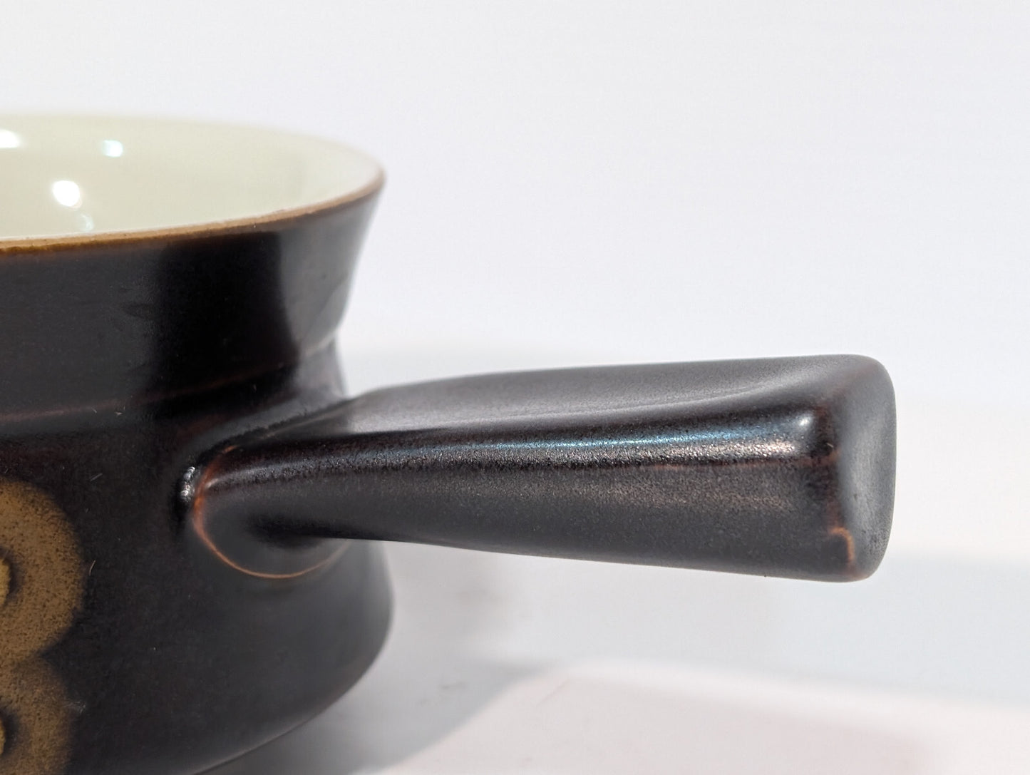 Vintage 60s Denby Arabesque Stonewear Cheese Pot Sauce Gravy Boat Tea Crock Dish