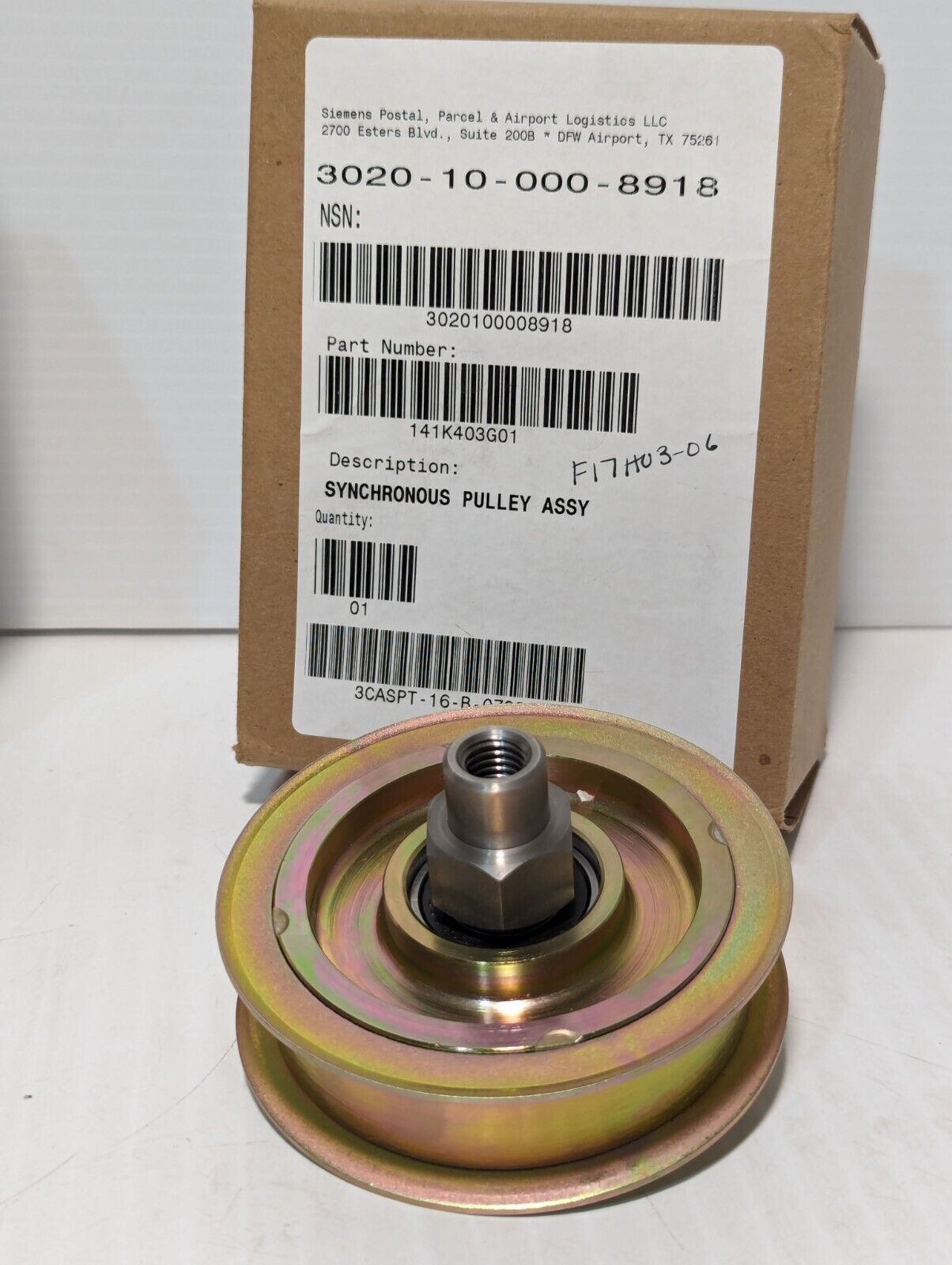 Siemens 141K403G01 Synchronous Pulley Assembly, 3020-10-000-8918 - Free Shipping