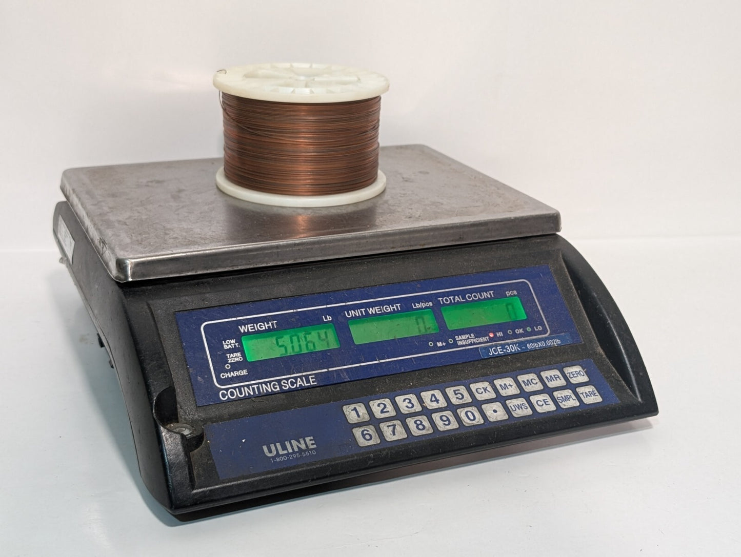 5 Pound Spool of Bare Copper Wire, Round, 0.5mm Diameter, AWG 24
