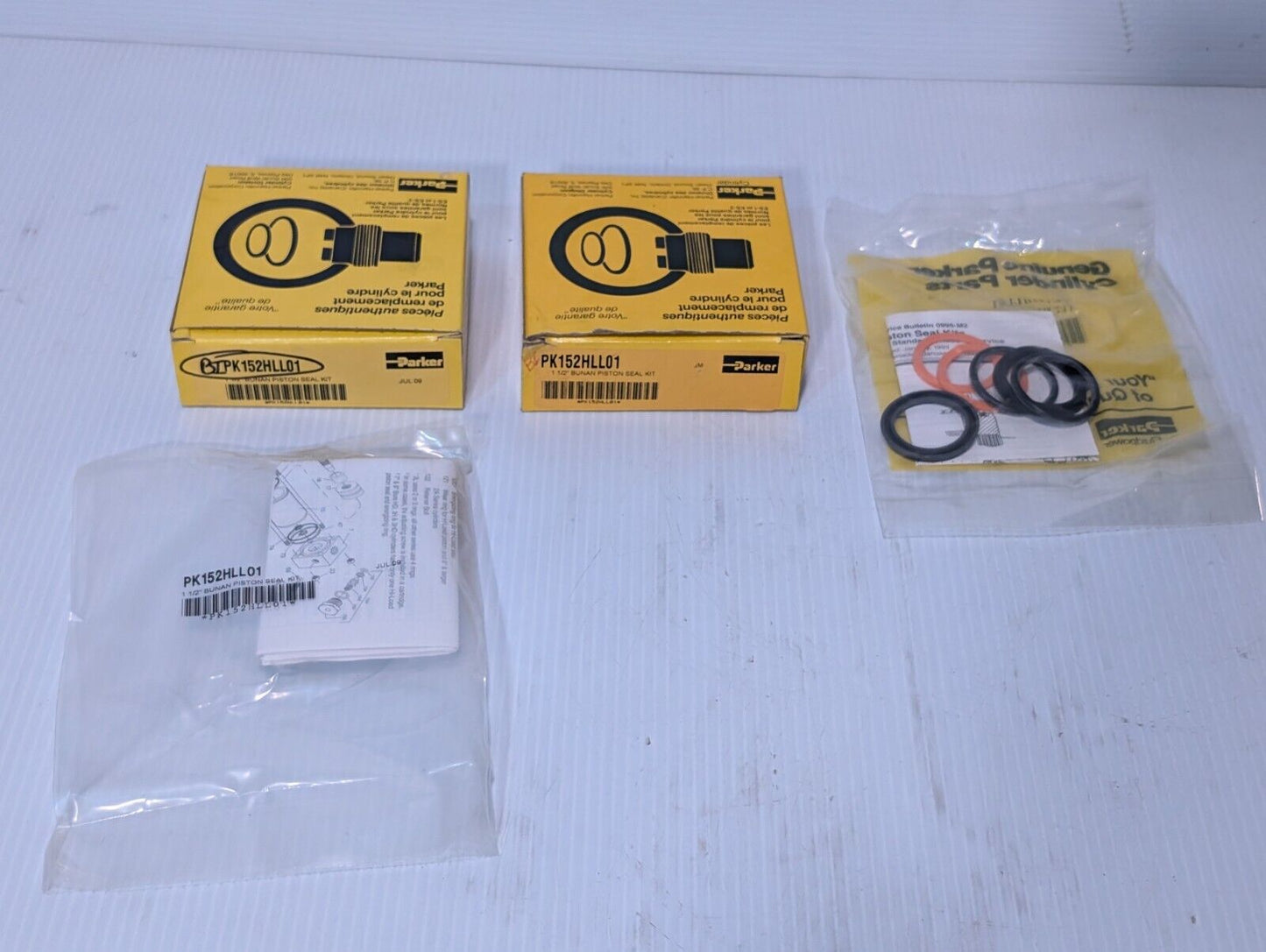 (Lot of 2) Genuine Parker PK152HLL01, 1-1/2" Bunan Piston Seal Kit - Free Ship