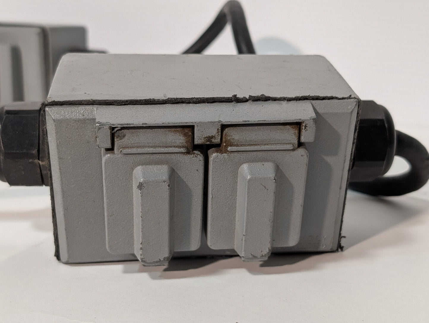 String of 4 Parallel Weather Proof Horizontal Duplex Power Outlet Receptacles