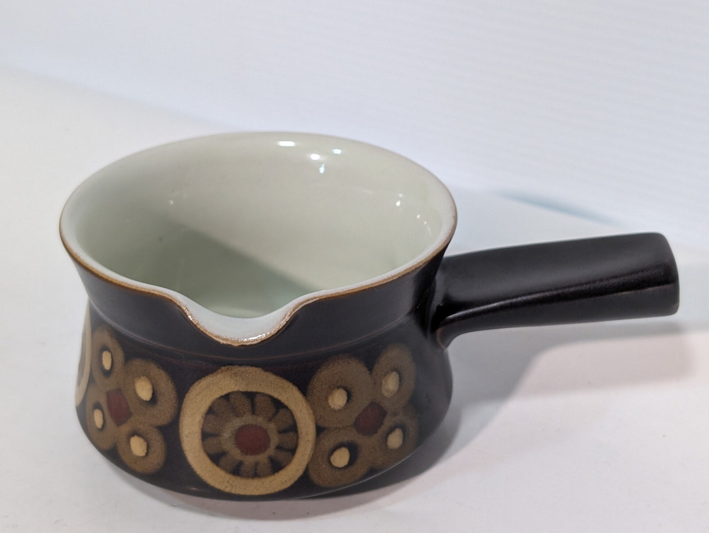 Vintage 60s Denby Arabesque Stonewear Cheese Pot Sauce Gravy Boat Tea Crock Dish