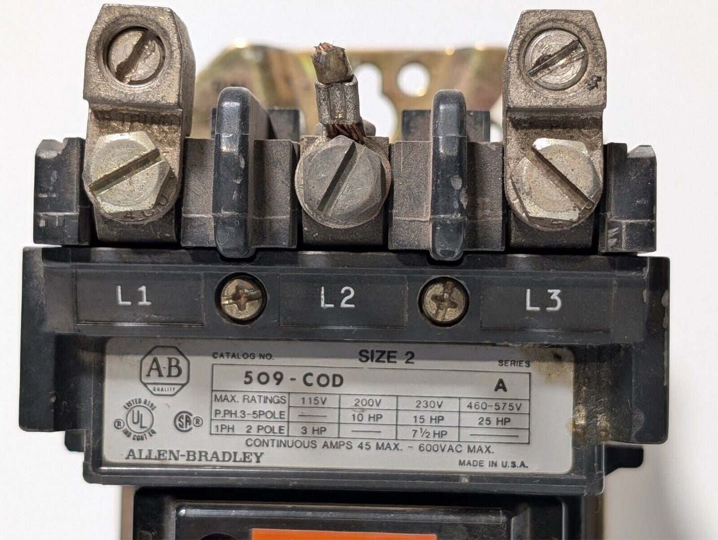 Allen Bradley AB 509-COD Size 2 Starter 120V Coil Series A Size 2 509-C0D