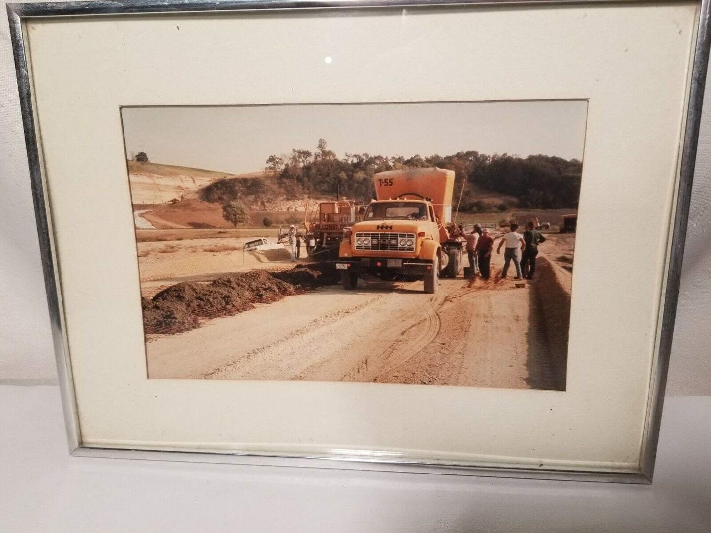 Vintage construction photos in frame 16.375"x12.375"