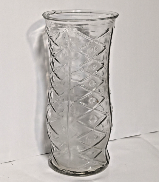 Vintage Imitation Brody Bud Vase Clear Glass, Diamond, Eye, 8.5" x 4"