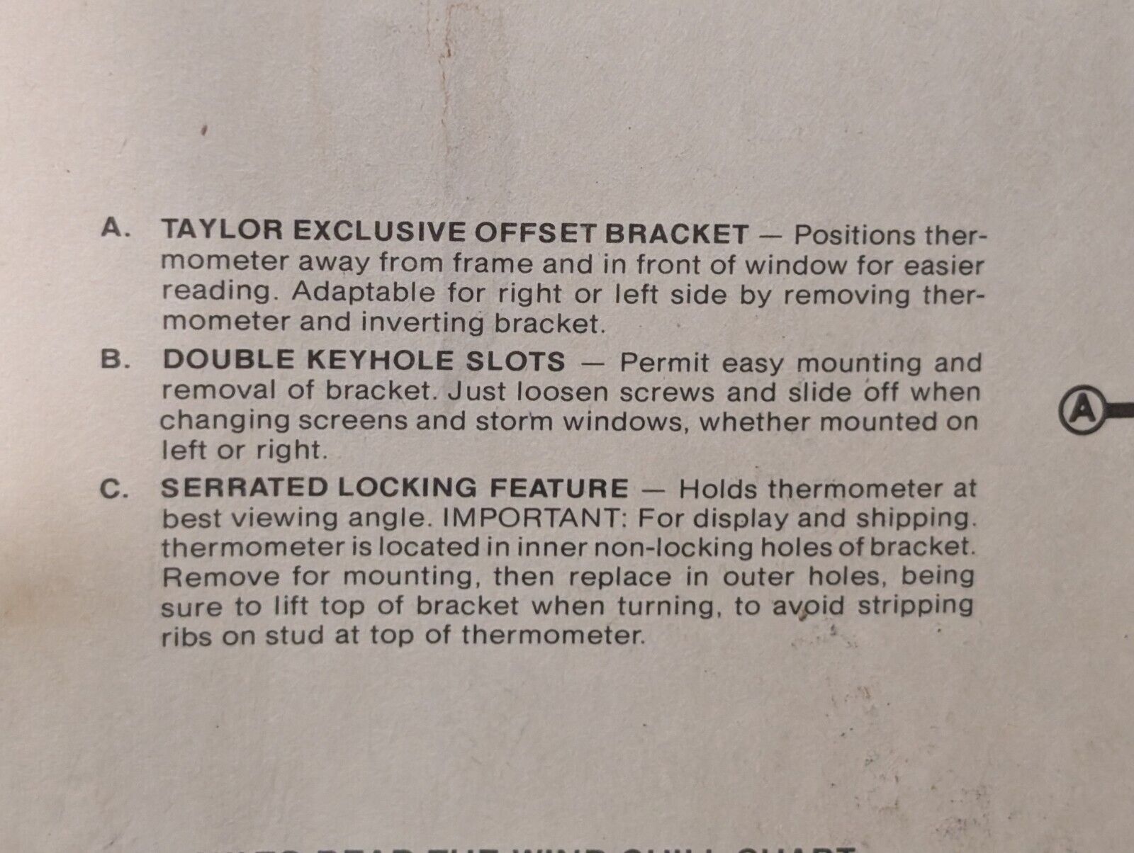 Sybron Taylor 5304 Outdoor Wind Chill Thermometer as pictured in original box