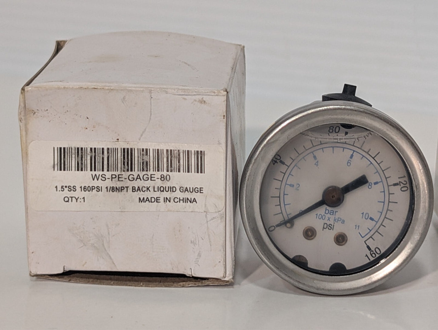(8) WorkSmart Liquid Pressure Gauges WS-PE_GAGE-27 WS-PE-GAGE-80 WS-PE-GAGE-101