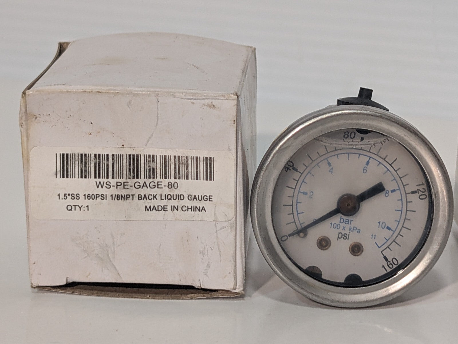 (8) WorkSmart Liquid Pressure Gauges WS-PE_GAGE-27 WS-PE-GAGE-80 WS-PE-GAGE-101