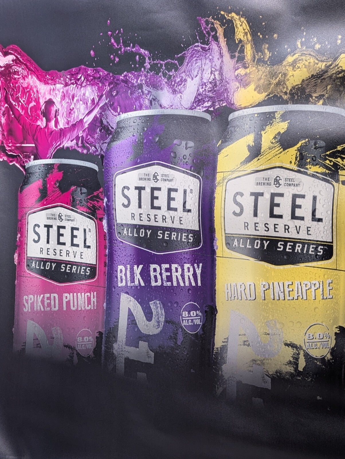 Steel Reserve Alloy Series Spiked Fruit Beverages Bus Stop Advertising Poster