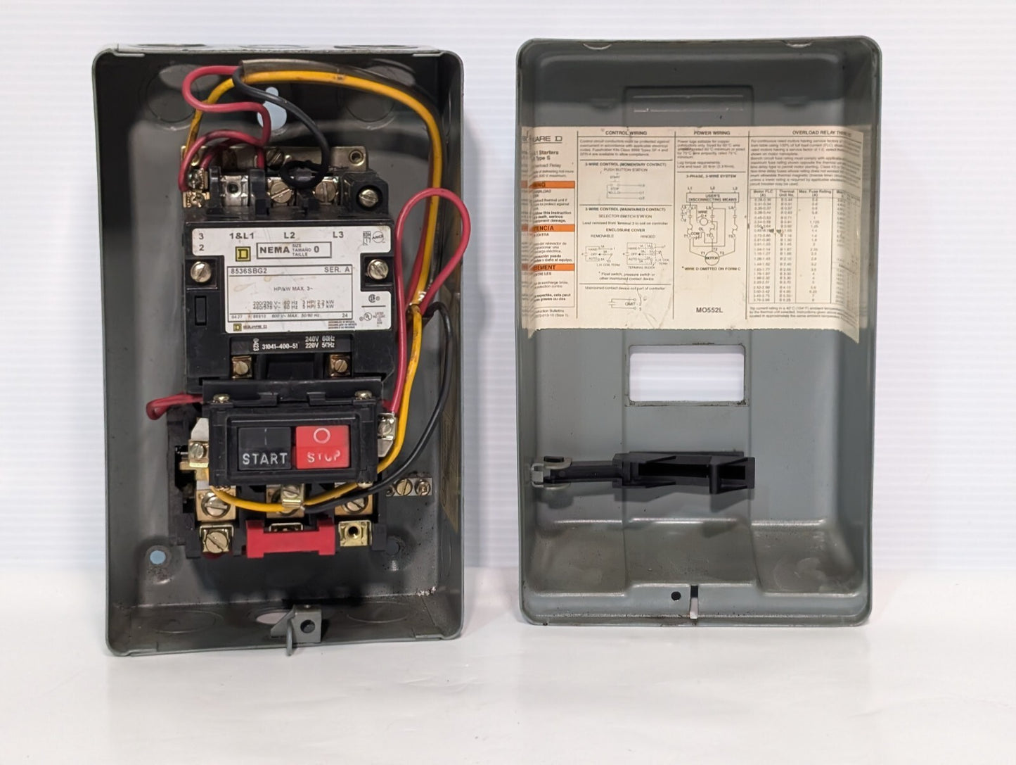 Square D 8536SBG2 Magnetic Motor Starter, Series A, NEMA 0, 480vac Coil, 18A