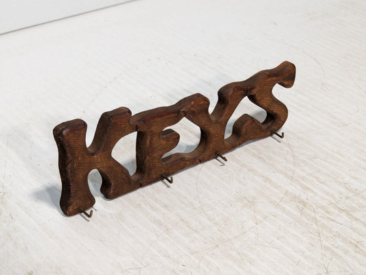 Vintage Rustic Wood Key Sign, 4 Hanging Key Hooks - Free Shipping