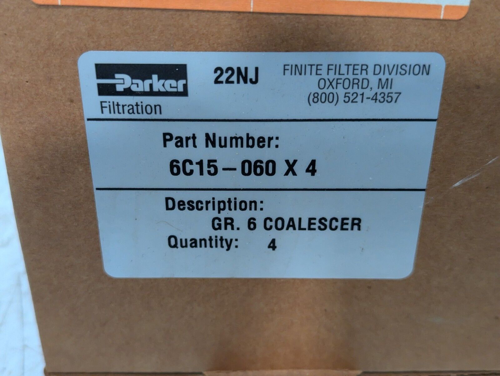 Case of 4 Parker 22NJ, 6C15-060 X4 Coalescing Filters - Free Shipping