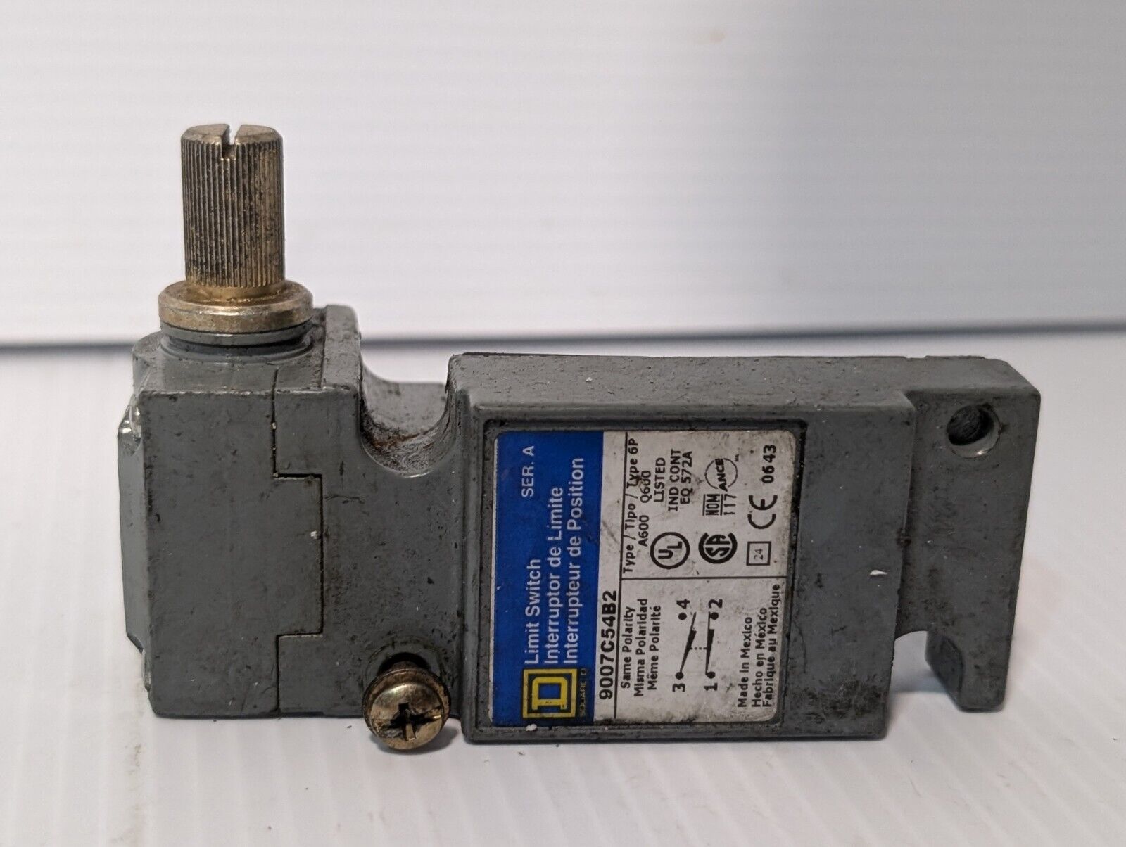 Square D, Class 9007, Ser A. Operating Head Limit Switch, 10 deg