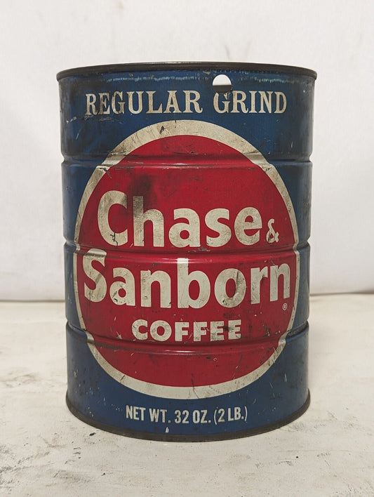 Vintage Chase & Sanborn coffee, 2lb can, regular grind, cut as pictured