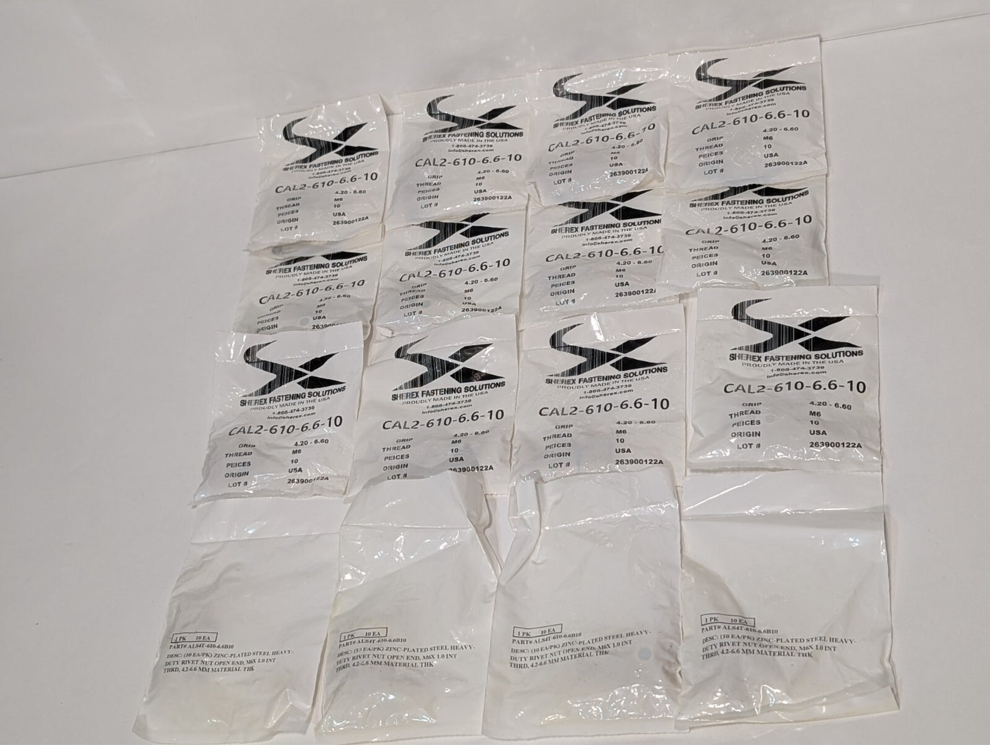 [160] Rivetnut inserts, M6x1.0: Sherex CAL2-610-6.6-10, Advance ALS4T-610-6.6B10