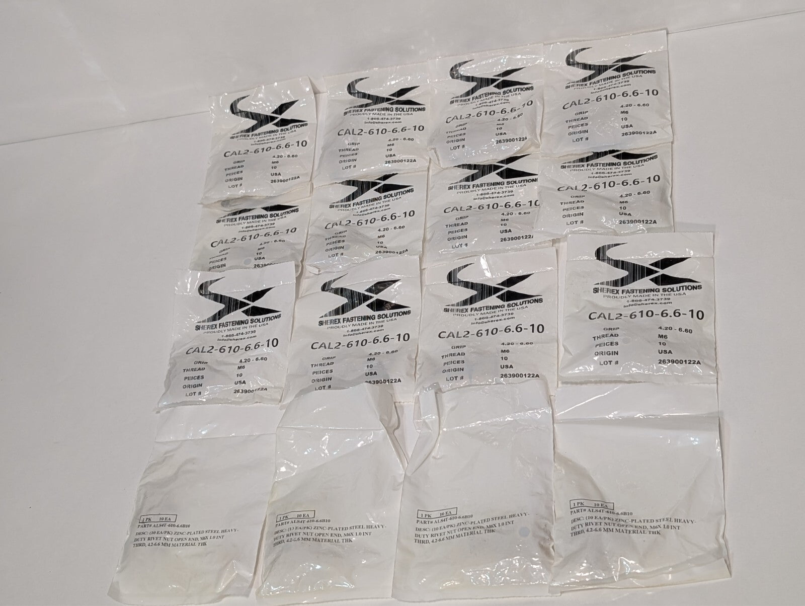 [160] Rivetnut inserts, M6x1.0: Sherex CAL2-610-6.6-10, Advance ALS4T-610-6.6B10