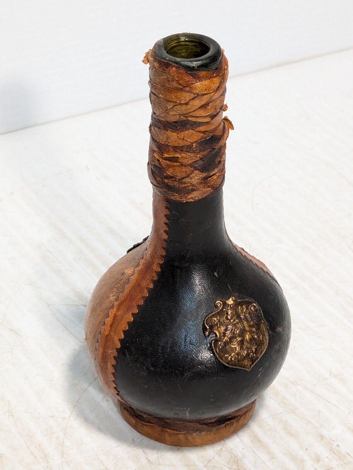 Rare Vtg Leather Wrapped Decanter, Caribbean, Colonial Style - Free Shipping