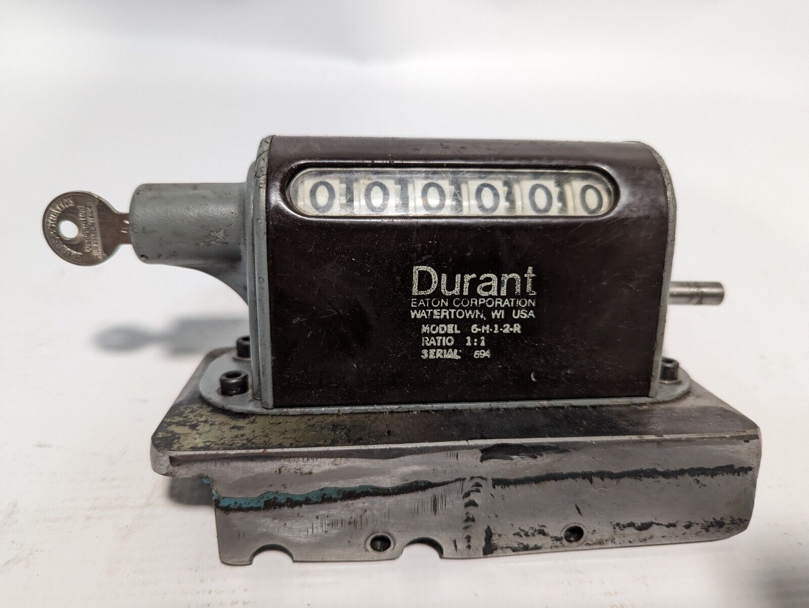 Durant Eaton Model 6-M-1-2-R Vintage Stroke Counter With Key