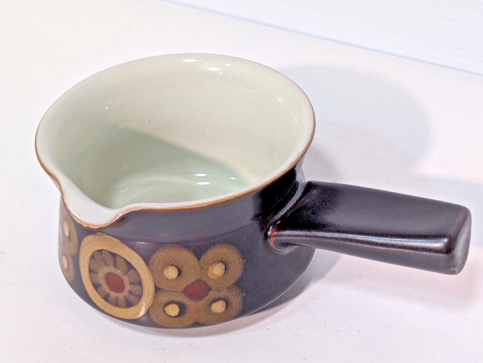 Vintage 60s Denby Arabesque Stonewear Cheese Pot Sauce Gravy Boat Tea Crock Dish