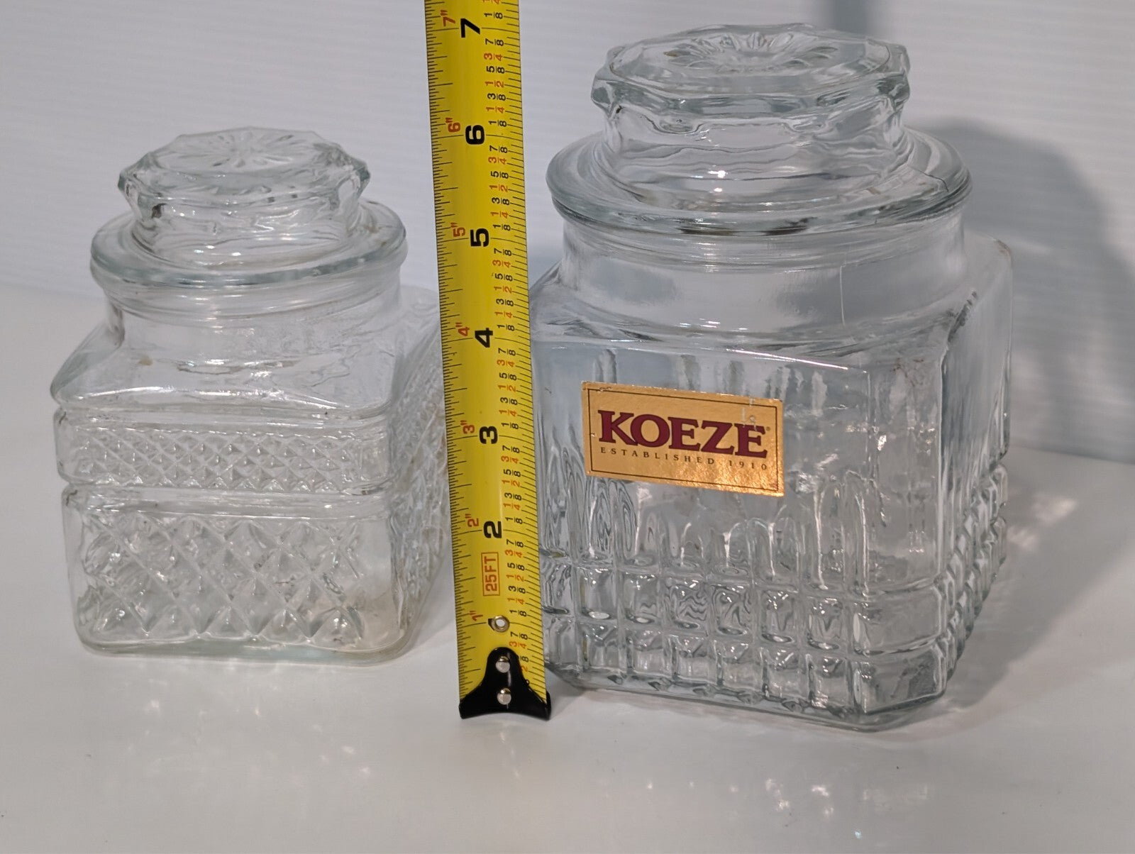 (2) Vintage Koeze Glass and KIG Canister Jars, Kitchen Storage as pictured