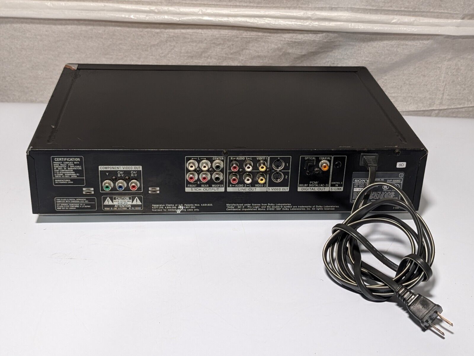 Sony DVP-S500D DVD/CD/Video CD Player, 5.1 Channel, No Remote