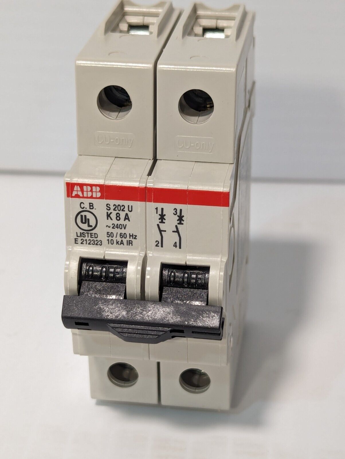 ABB S202UK8A Circuit Breaker, 8A, 240VAC, 2 Pole Unit - Free Shipping