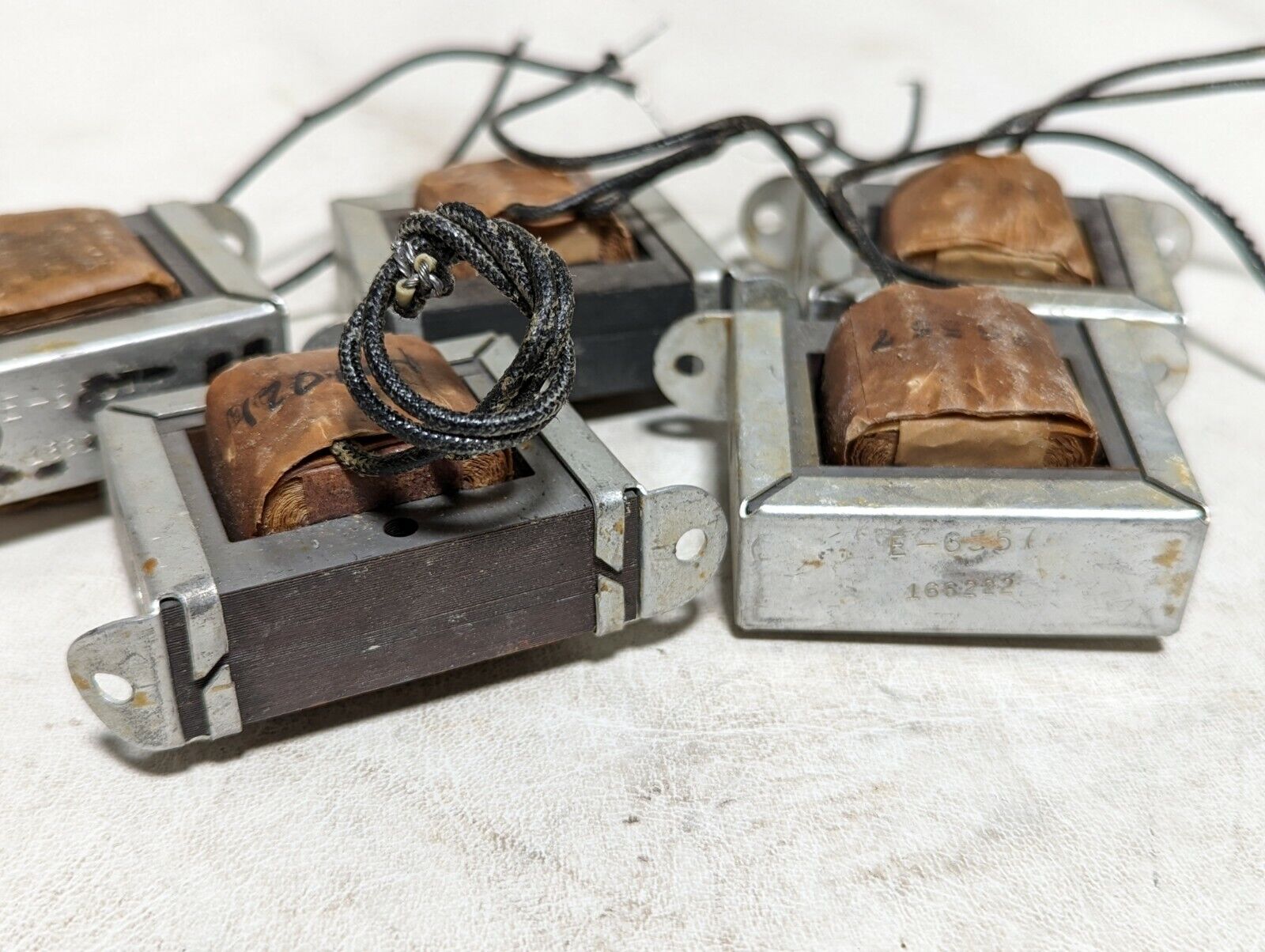 Lot of 5 transformers, E-6557, 166222, two marked 2.5H, two marked 120mH