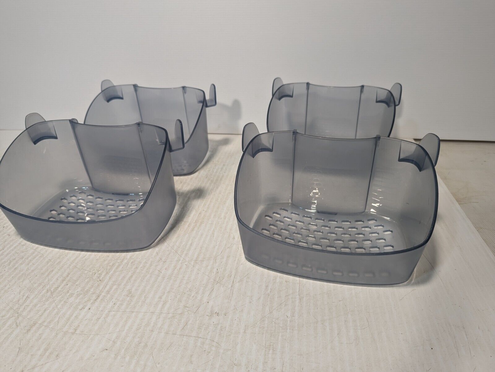 Lot of 4 Plastic Medical Pole Mount Baskets, Color: Smoky Gray - Free Shipping