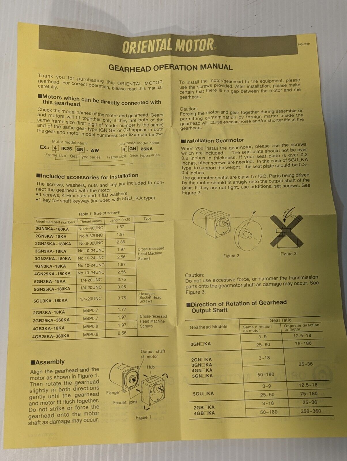 Oriental Motor 4GN100KA Gear Head - Free Shipping+Returns