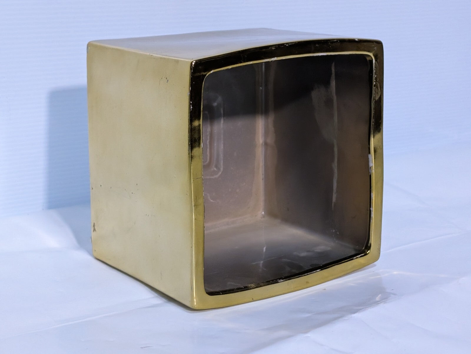 UCI Handcrafted Square Planter, Gold, 7.5" Wide x 7.5" Deep x 6.5" Tall