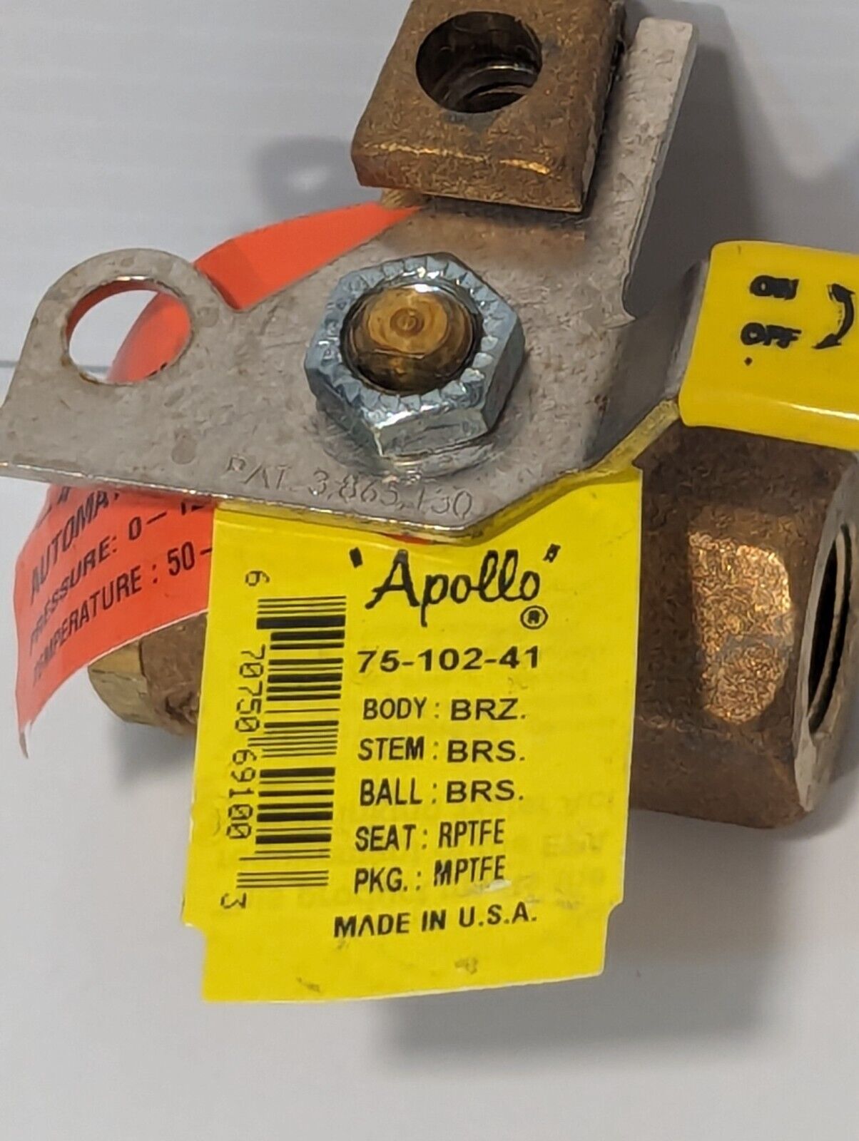 75-102-41 Apollo Brass Conbraco Ball Valve With Lock 3/8 NPT - Free Shipping
