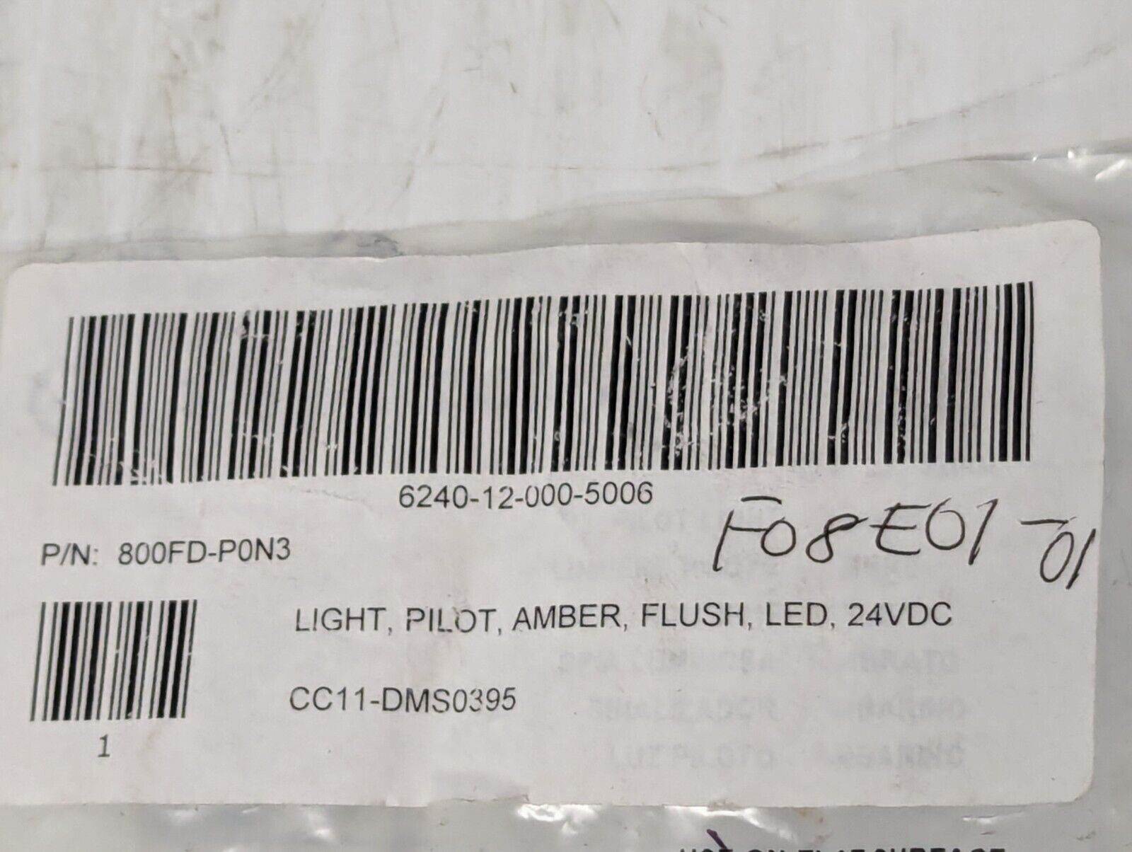 800FD-P0N3 Allen Bradley Flush Led Amber Pilot Light 24 VDC - Free Shipping