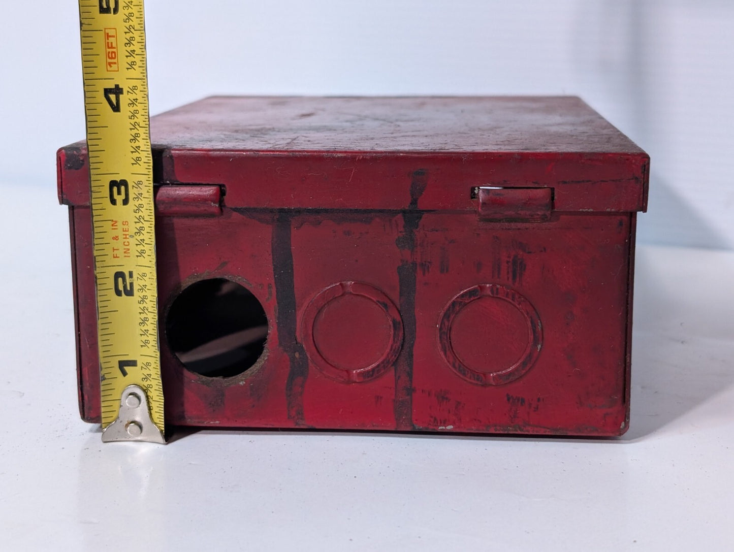 Unbranded Junction Box Enclosure 8" x 6" x 3.25", Punch Outs, Hinged Lid, Red