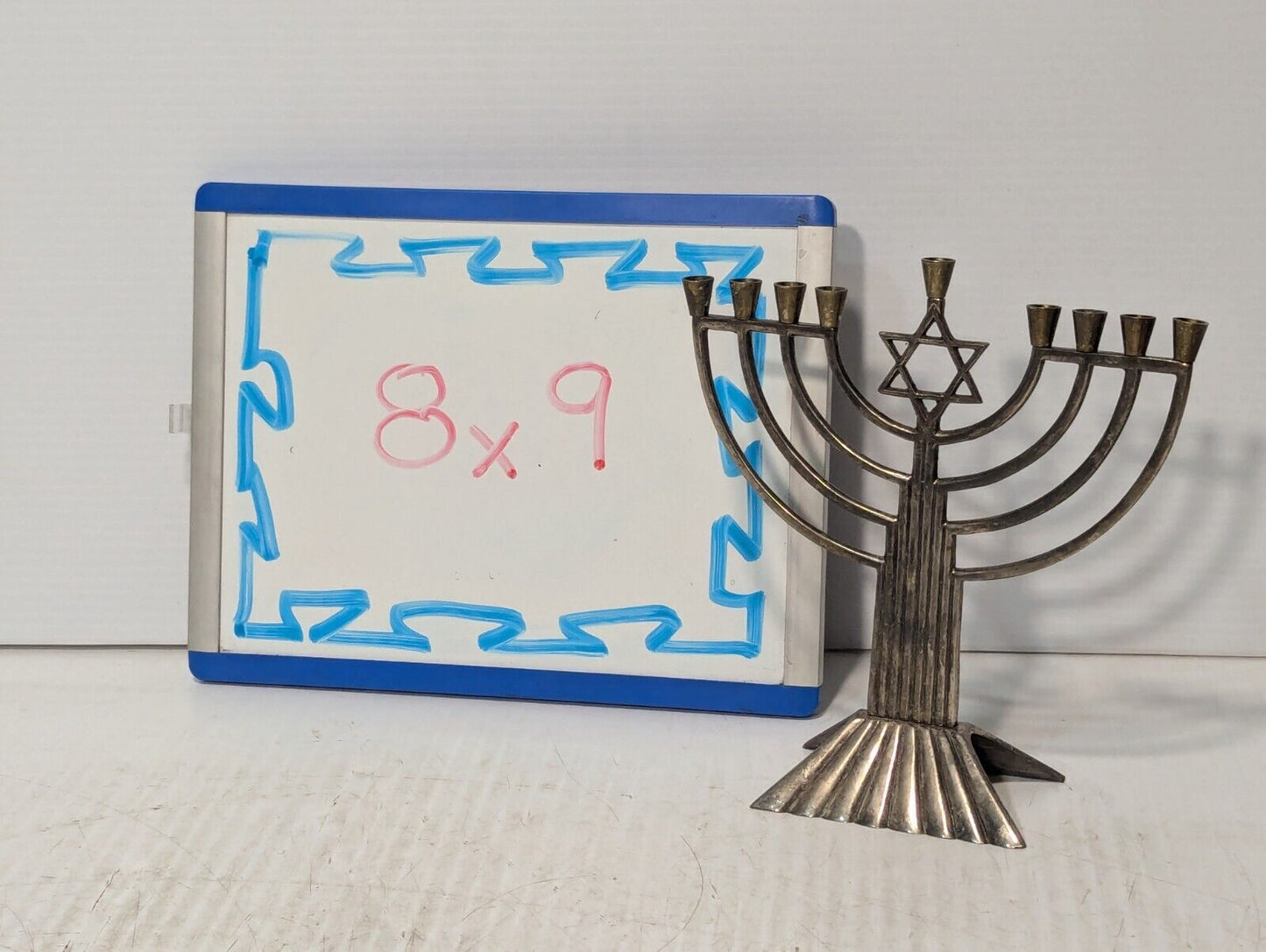 Aviv Judaica Imports Pewter Menorah w\ Star Of David, 8" x 9" - Free Shipping
