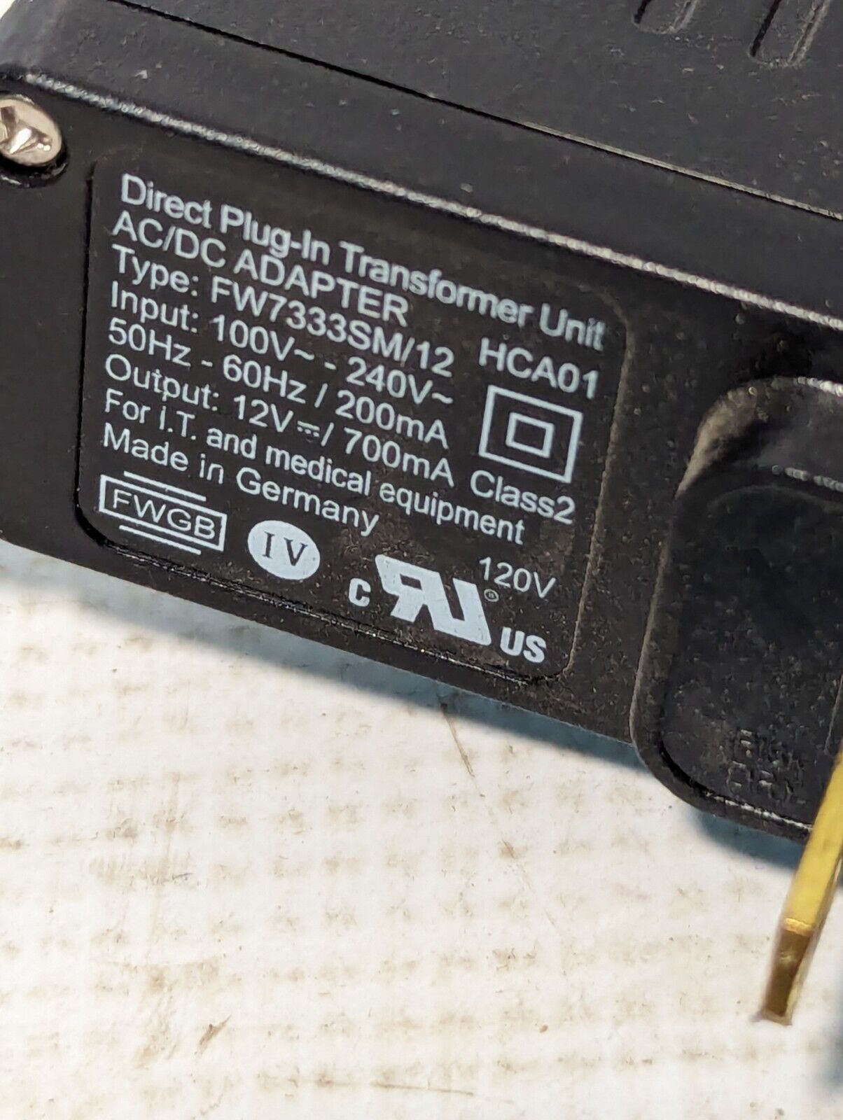 Direct Plug-In Transformer Unit AC/DC Adapter HCA01 FW7333SM/12  - Free Shipping