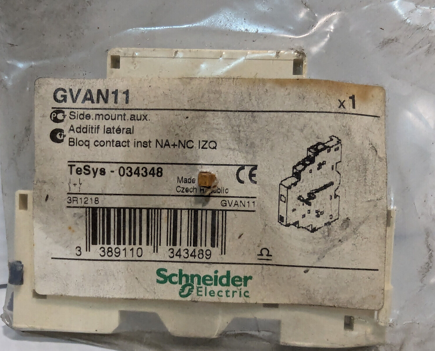 Lot of 3: Schneider Electric GVAN11 Aux. Contact Side Mount Blocks,Free Shipping