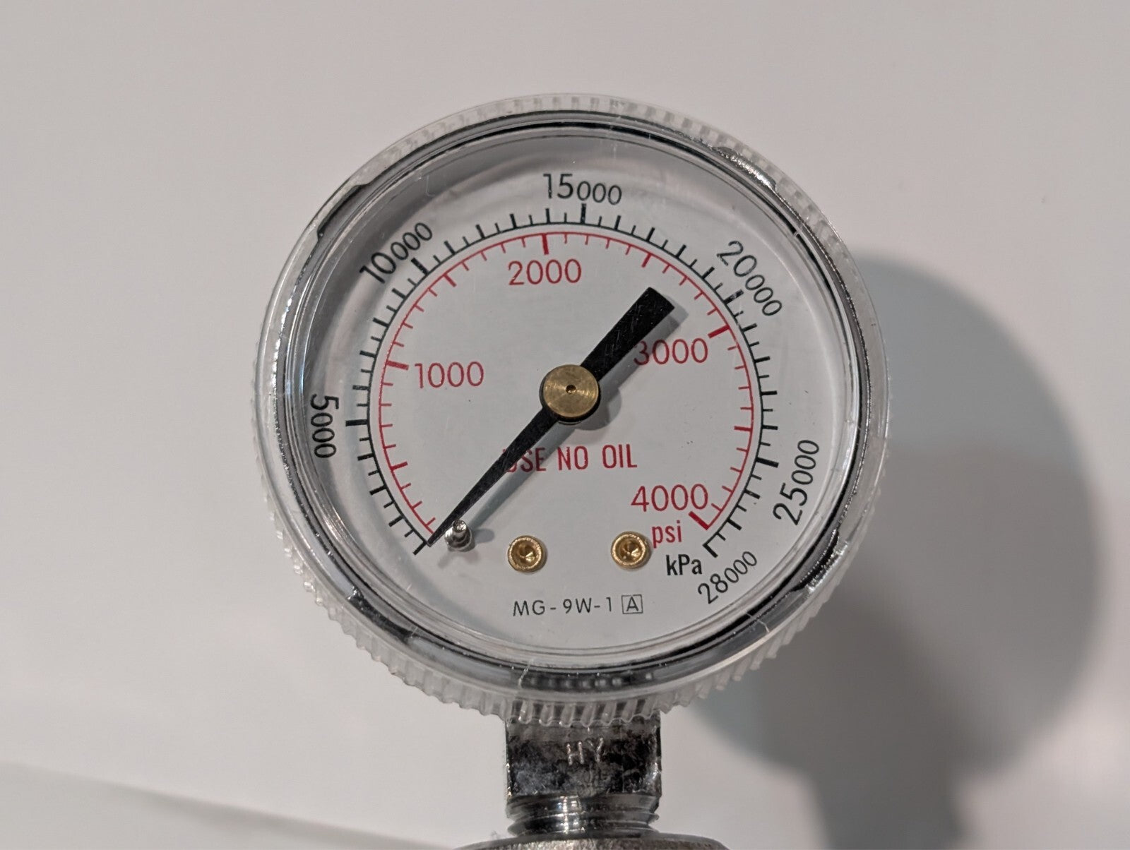 2 Western Medical MG-9W-1 Pressure Gauges on Metal Gas Pipe Cable