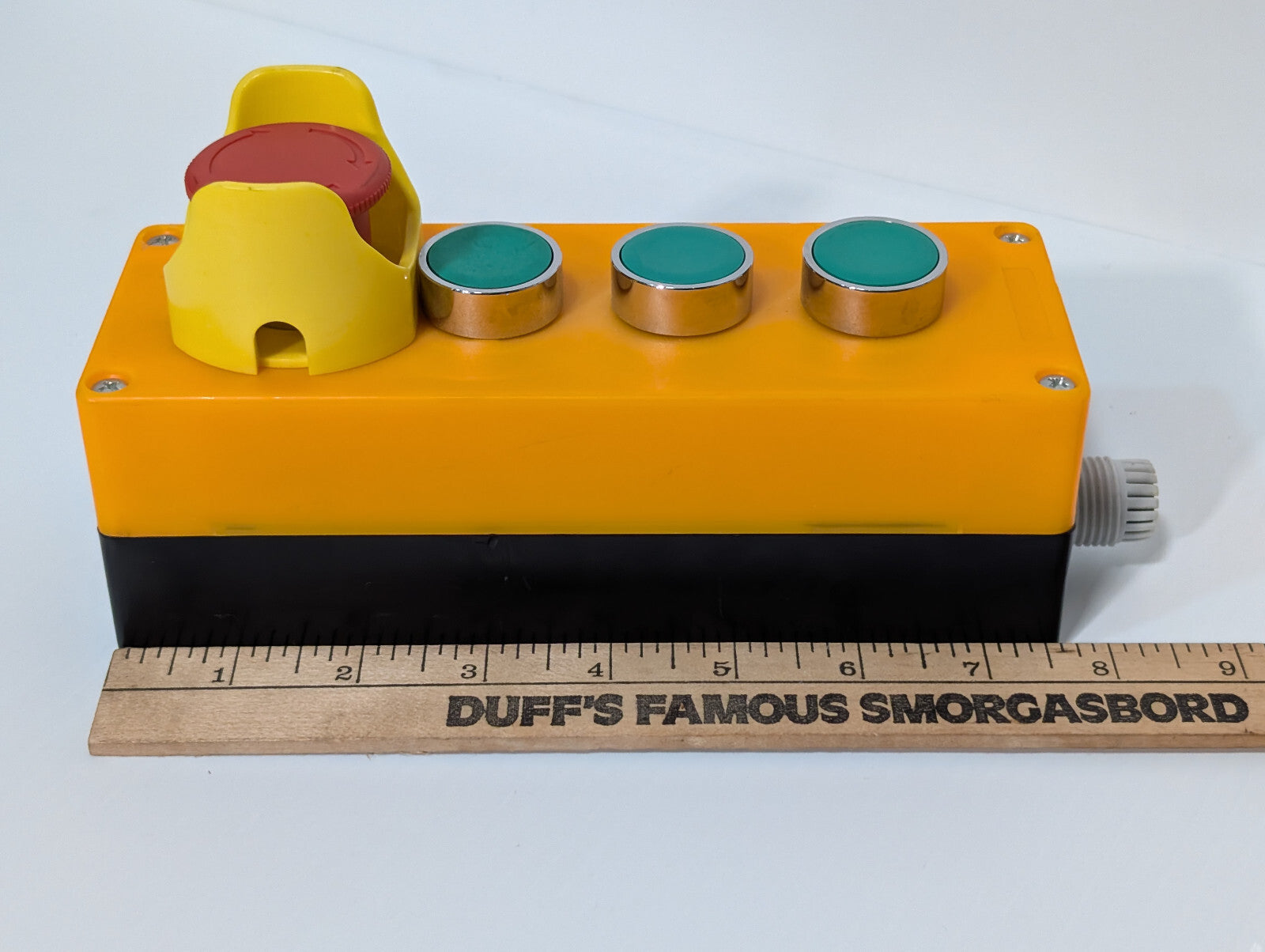 Yellow Industrial Push-Button Switch Control Box Emergency Stop Knob 3 Green