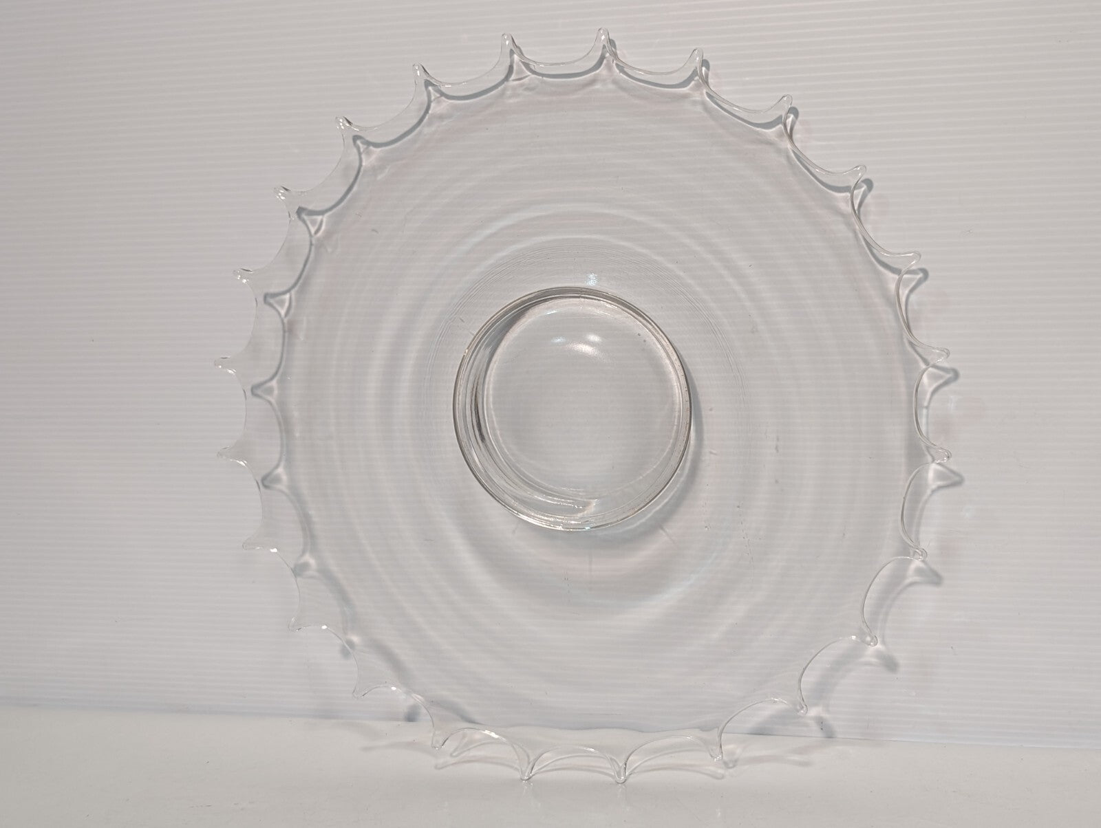 Vintage Glass Serving Platter \ Dish, 24 Point, 16.5" Wide, Clear