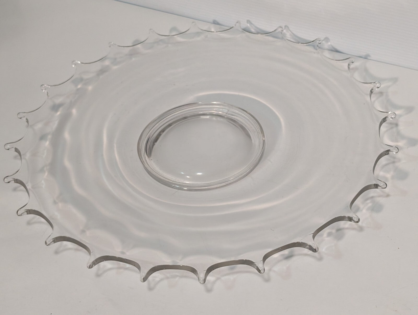 Vintage Glass Serving Platter \ Dish, 24 Point, 16.5" Wide, Clear