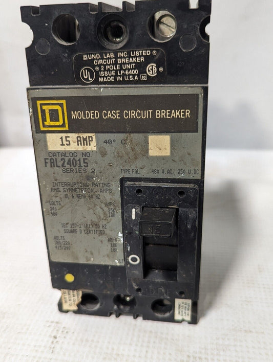 Square D FAL24015 2-Pole Molded Case Circuit Breaker, 15A, 480VAC, 250VDC