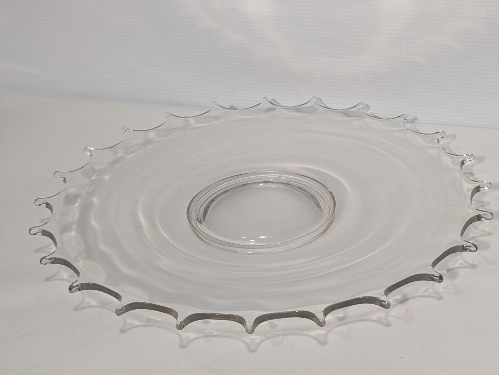 Vintage Glass Serving Platter \ Dish, 24 Point, 16.5" Wide, Clear