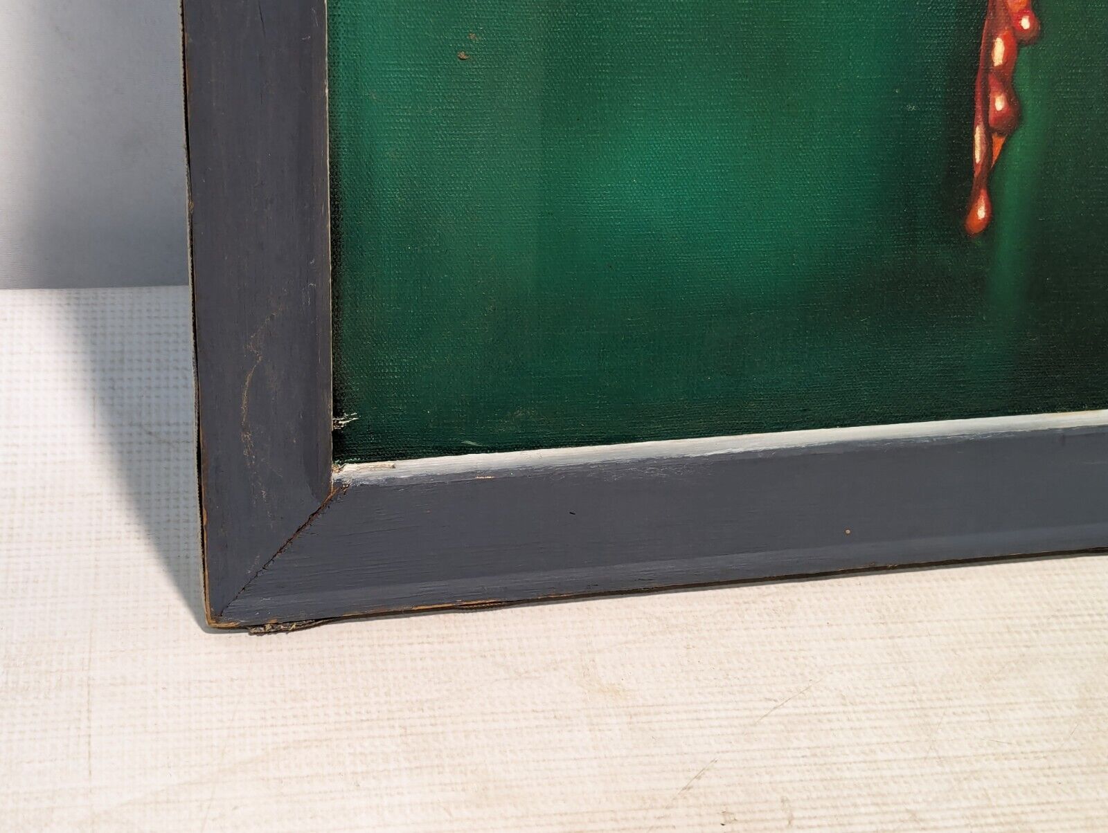 Freda Hunt bleeding pepper painting, August 1974, with abstract sky painting on