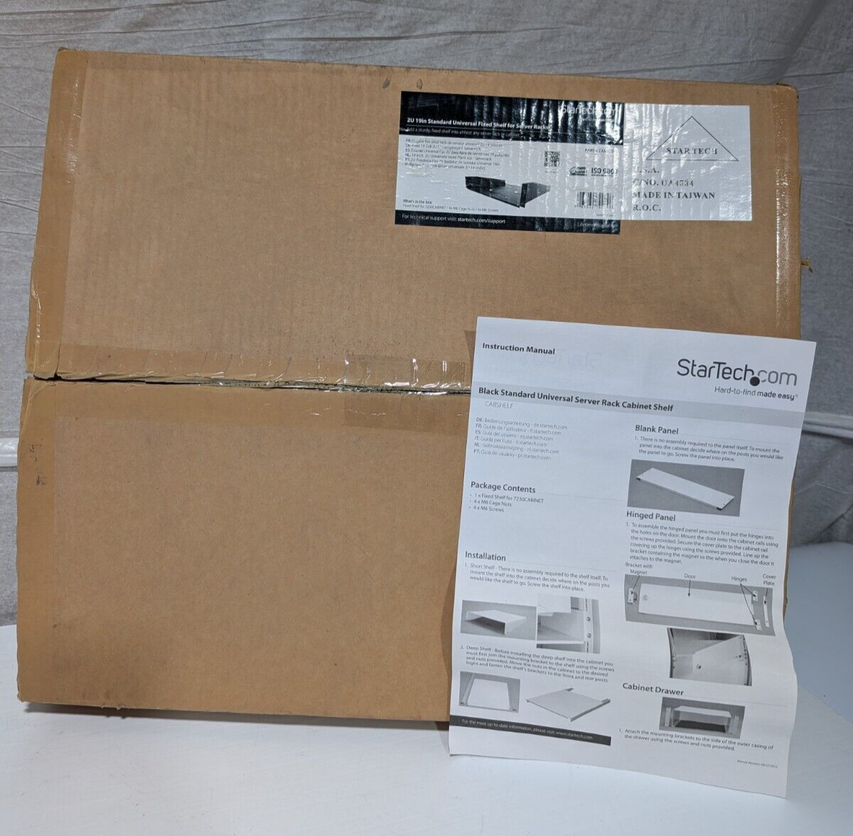 StarTech.com CABSHELF 2U Standard Universal Fixed Shelf for Server Racks, 19"