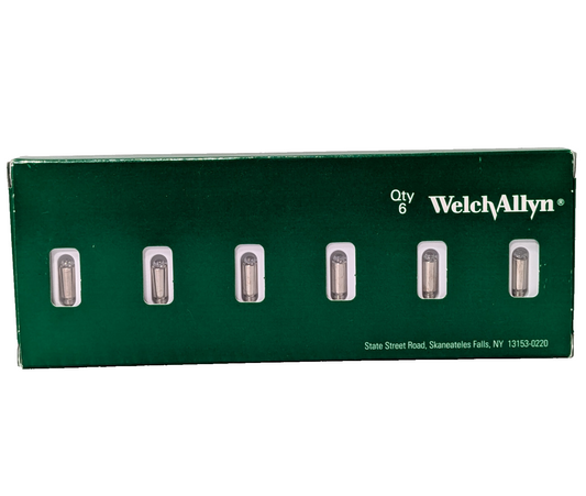Welch Allyn 03100-U6, 3.5V Halogen Opthalmoscope Lamps Bulbs 6-Pack, 901000